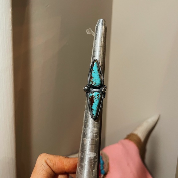 Genuine Turquoise & Sterling Silver Ring Size 6.5 - Picture 5 of 8